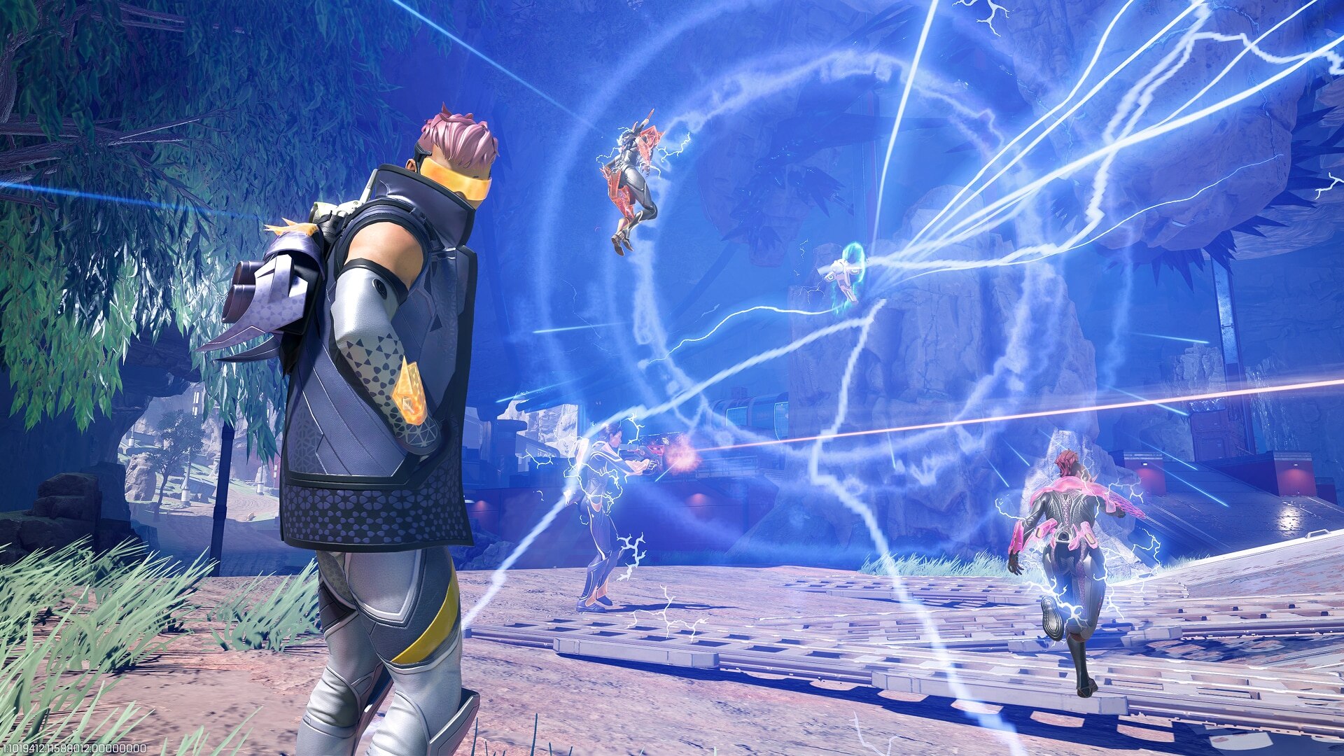 Apex Legends Cipher gameplay showing Crypto's rewired EMP blast hitting enemy Legends