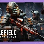 Battlefield 6 Dead Space crossover event key art showing a soldier in Isaac Clarke-style engineering armor holding a plasma-marked rifle