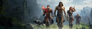 Conan Exiles Enhanced key art showing a warrior overlooking the Exiled Lands