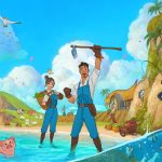 Coral Island key art showing farmers on a tropical beach