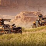 Crossout: Remastered screenshot — an armored vehicle charging through the overhauled Wasteland