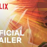 Official Netflix trailer key art for Cyberpunk Edgerunners 2 showing an anime character in dramatic close-up