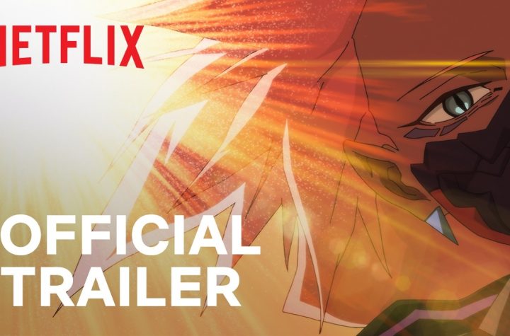 Official Netflix trailer key art for Cyberpunk Edgerunners 2 showing an anime character in dramatic close-up