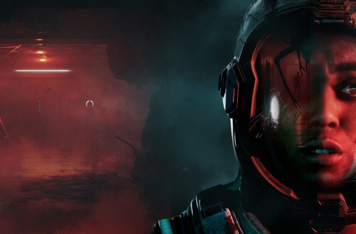 Directive 8020 key art showing an astronaut in a red-lit helmet