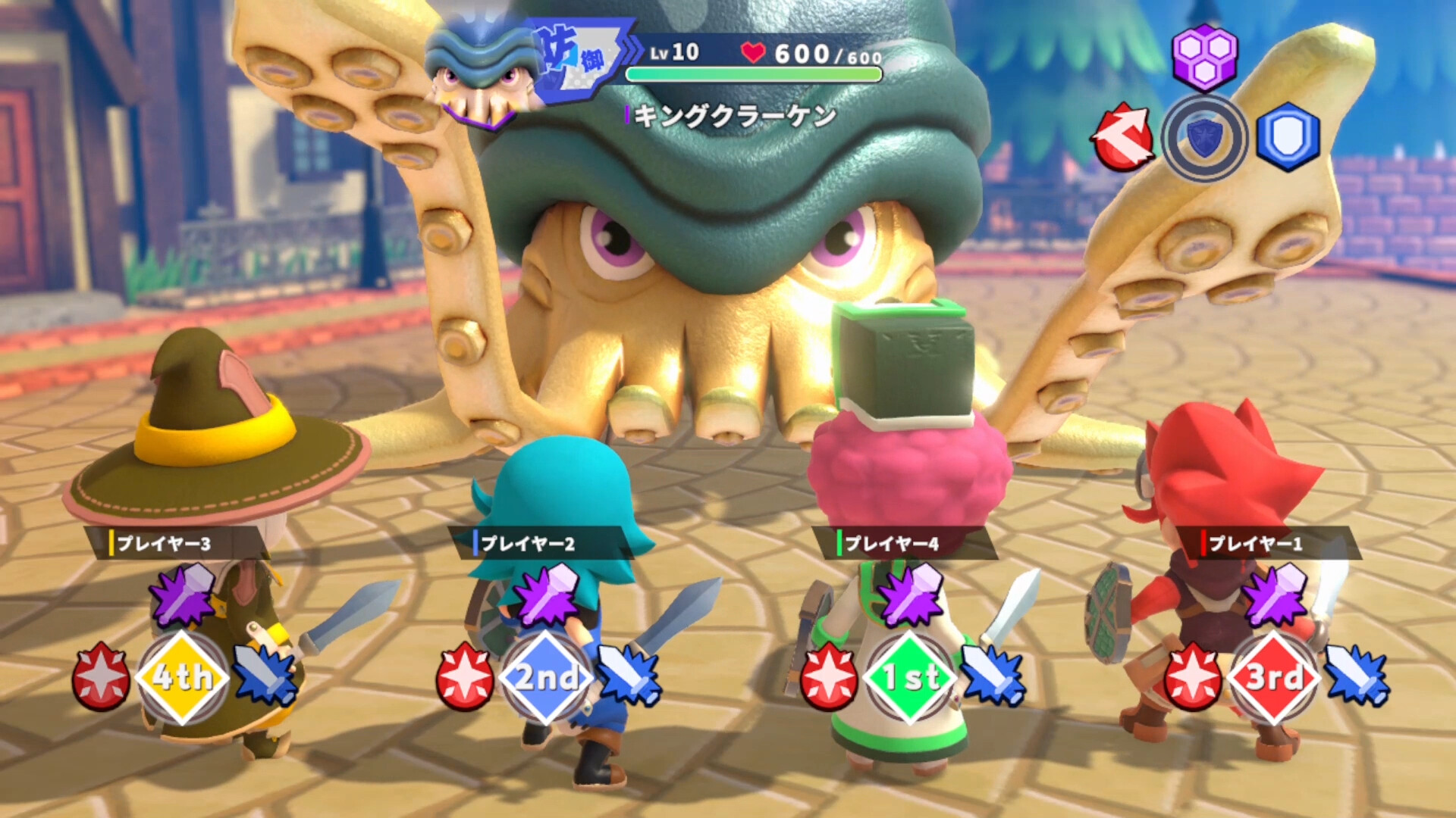 Dokapon Kingdom: Connect 2 co-op battle against a Giga Monster
