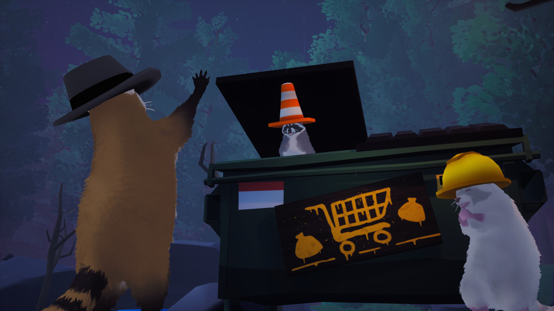 Dumpster Gang gameplay showing raccoons causing chaos in the city