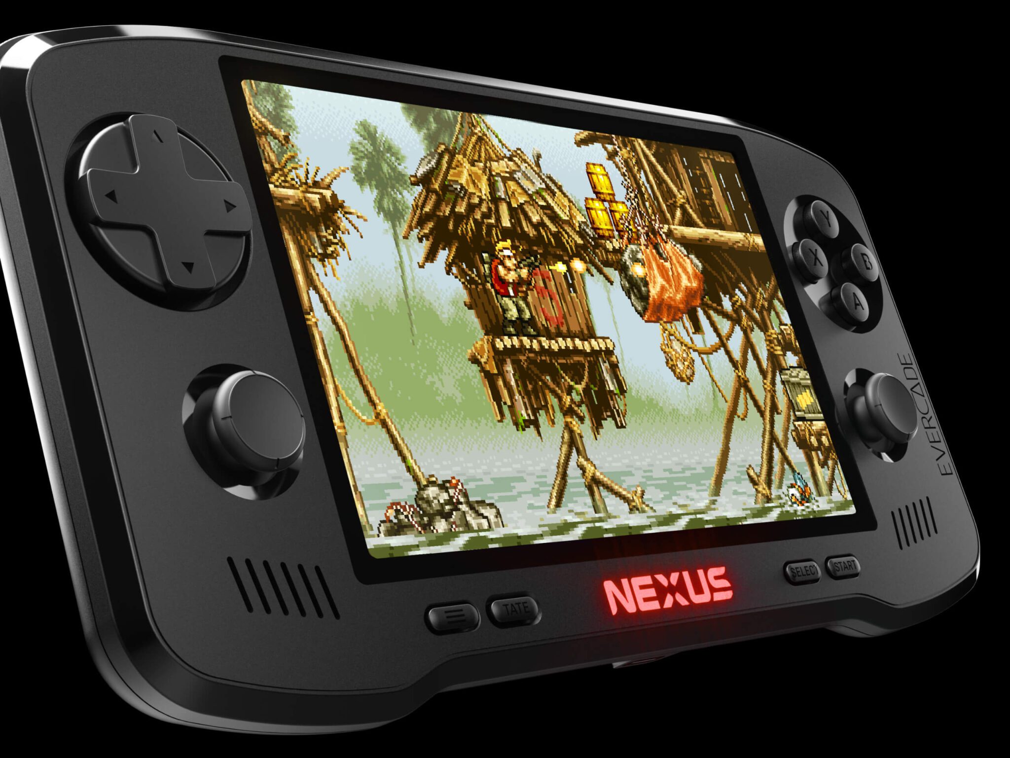 Evercade Nexus handheld playing a NEOGEO game