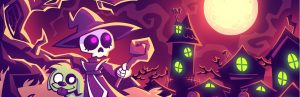 HorrorVale Deadluxe Edition key art showing Alice and her zombie dog Scruffy under a full moon