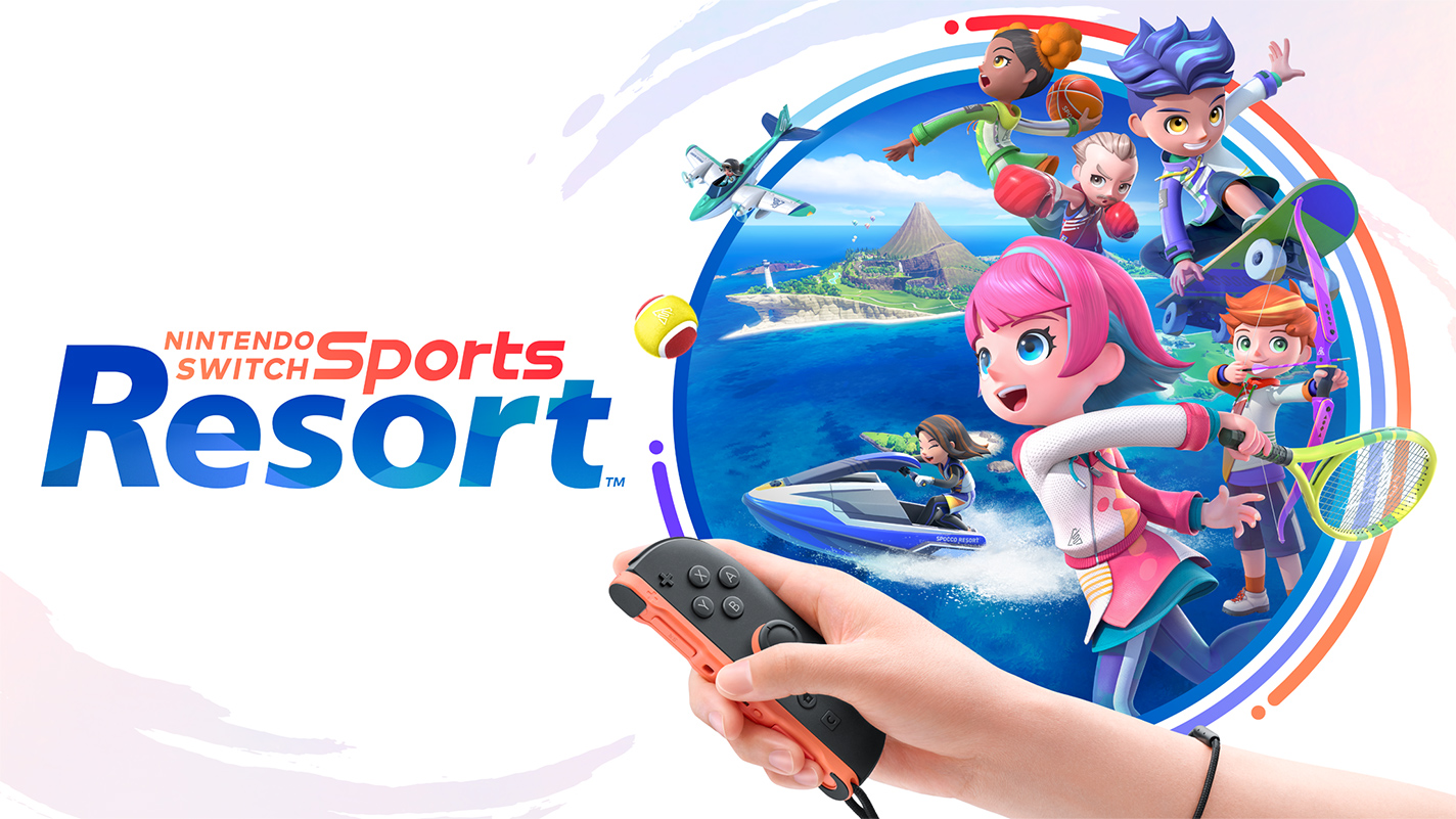 Nintendo Switch Sports Resort key art showing sportsmates on Wuhu Island