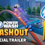 PowerWash SPLASHOUT Fortnite island key art with a washer sliding down a rainbow rail