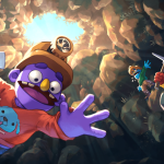 Pratfall key art — puppet-like miners with pickaxes and helmets tumbling through a rocky cave