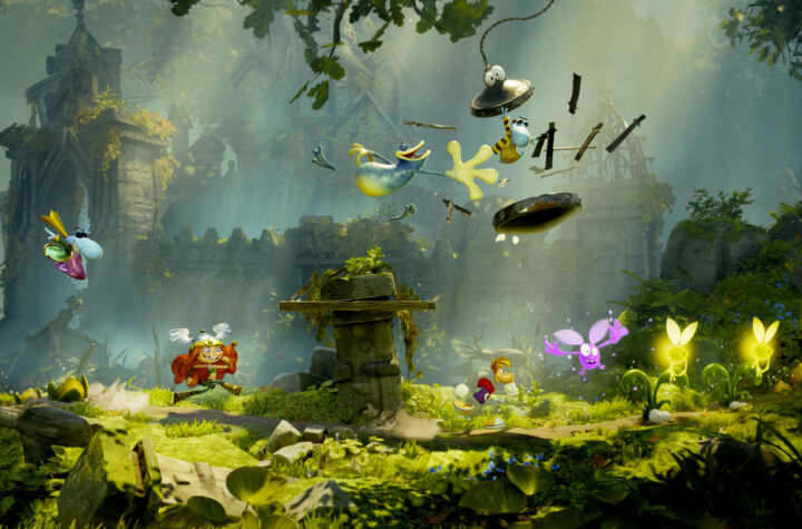 Rayman Legends Retold co-op gameplay with Globox, Barbara and Rayman in a forest realm