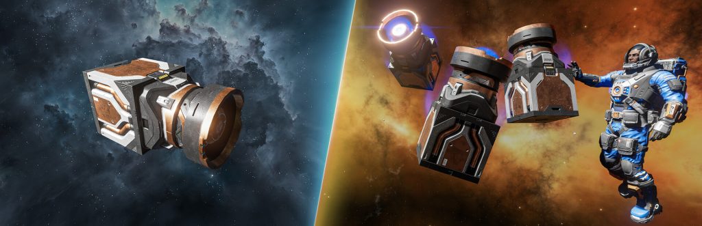 Space Engineers 2 key art showing an engineer with building blocks in space
