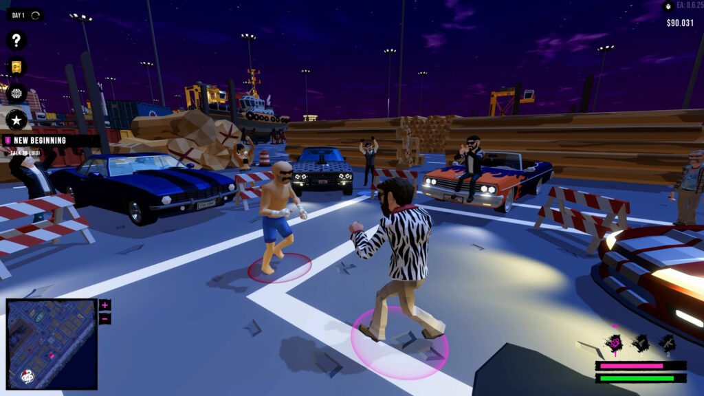 The Boss Gangster: Criminal Empire launch art showing street action in the city at night