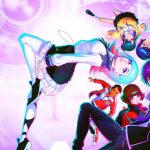 Villion: Code key art — the main cast of students by artist Ilya Kuvshinov against a purple DNA-themed background