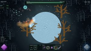 Void Eaters gameplay screenshot showing a creature army dismantling a brick-built Frozen Forest map