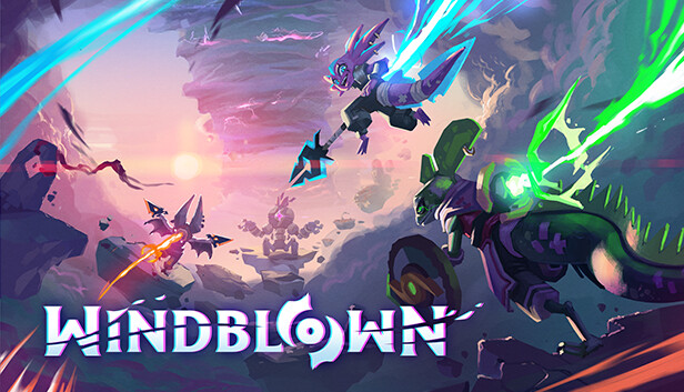 Windblown gameplay art — Leapers fighting Sentinels among floating islands
